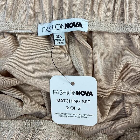 Fashion Nova Slinky Pant Set 2X Beige - Picture 9 of 15